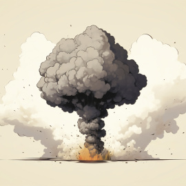 Ilustración del hongo de una bomba atómica.