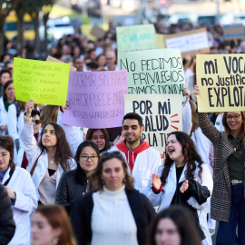 Imagen de archivo de una concentración convocada por el Sindicato Médico contra el Estatuto Marco propuesto por el Ministerio de Sanidad, en Santander.