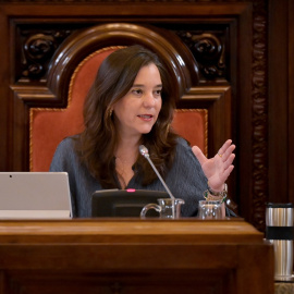 La alcaldesa de A Coruña, Inés Rey, en el Palacio Municipal de María Pita.