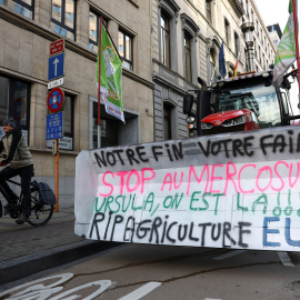 Protestas en Bélgica contra el acuerdo de libre comercio entre UE- Mercosur.