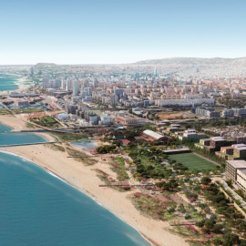 Recreació del resultat del projecte ‘Verd i Blau', guanyador del concurs per al futur Parc Litoral del Front de les Tres Xemeneies.