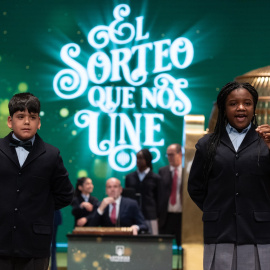 Los niños de San Ildefonso durante el sorteo.