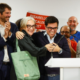 Gerardo Pisarello junto a Ernest Urtasun y Ada Colau, este sábado en Barcelona.