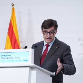 El presidente de la  Generalitat de Catalunya, Salvador Illa, durante una rueda de prensa tras la reunión del Consell Executiu.