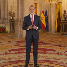 El rey  Felipe VI, durante su mensaje de Navidad.
