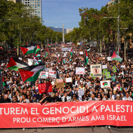 Manifestación en Barcelona para reclamar el fin del genocidio de Gaza.