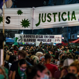 Manifestación a favor de la legalización del aborto en Argentina.