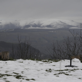 Paisaje nevado en el Alto do Poio en Lugo.