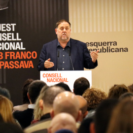 El líder d'ERC, Oriol Junqueras, durant el Consell Nacional del seu partit