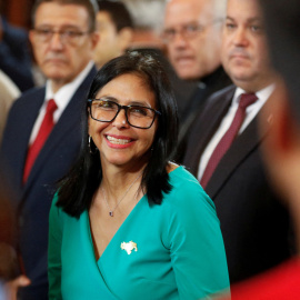 La presidenta encargada de Venezuela, Delcy Rodríguez, durante su jura del cargo.
