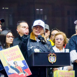 El presidente colombiano, Gustavo Petro, durante un mitin en defensa de la soberanía nacional, en Bogotá.