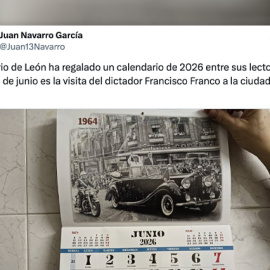 Críticas a la foto de Franco en el calendario 2026 de 'Diario de León'.