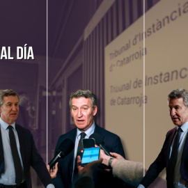 Montaje del líder del PP, Alberto Núñez Feijóo, el día en que ha comparecido ante la jueza de la DANA.