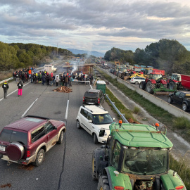 Imatge del tall a l'AP-7 organitzat pel Gremi de la Pagesia Catalana.