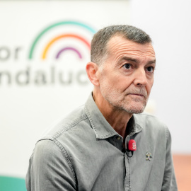 El coordinador federal de Izquierda Unida (IU), Antonio Maíllo, durante una entrevista.