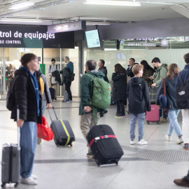 Estación de Atocha durante la operación salida por el puente de la Constitución.