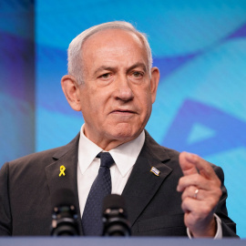 El primer ministro israelí, Benjamin Netanyahu, durante una comparecencia.