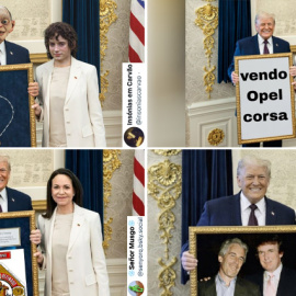 Memes sobre María Corina Machado y Donald Trump.