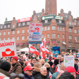 Protesta por Groenlandia en Copenhague, este sábado.
