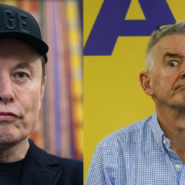 Montaje de imágenes del magnate Elon Musk y el CEO de Ryanair, Michael O'Leary.