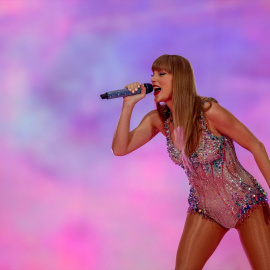 La cantante Taylor Swift durante una de sus actuaciones en el estadio Santiago Bernabéu.