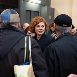 La secretària general d'ERC, Elisenda Alamany, en l'acte amb què ha iniciat la recollida d'avals per ser l'alcaldable a Barcelona. 25/01/2026