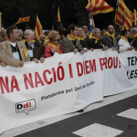 Imatge de la capçalera de la manifestació de l'1 de desembre del 2007 a Barcelona, que va denunciar l'estat de les infraestructures.