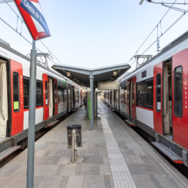 Dos trens de FGC a l'estació d'Olesa de Montserrat. 12/01/2026