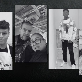 Fotografías de Gloria, Alex, El Hadji y Claudia, migrantes que se podrán acoger a la regularización extraordinaria.