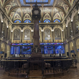 Vista del patio de negociación de la Bolsa de Madrid.