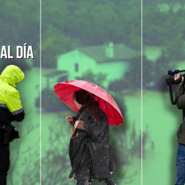 Fotomontaje con imágenes del paso de la borrasca Leonardo.