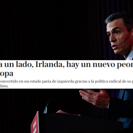 Pedro Sánchez y el titular de 'The Telegraph'