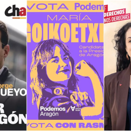 Carteles de las izquierdas para las elecciones aragonesas de este 8 de febrero.