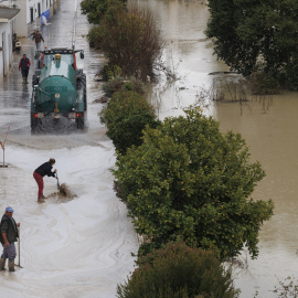 Vecinos del municipio granadino de Villanueva Mesía, limpiando calles y viviendas.