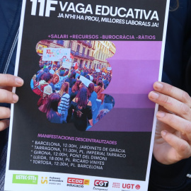 Un cartell de la manifestació de docents del proper dimecres, 11 de febrer. 06/02/2026