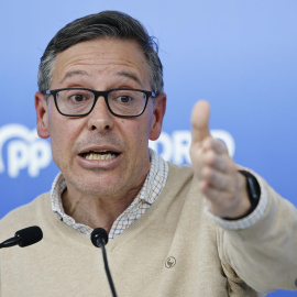 El secretario general del PP de Madrid, Alfonso Serrano, este viernes en la sede del partido.