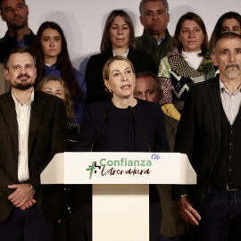 La presidenta de la Junta de Extremadura, María Guardiola, durante un acto, en el Palacio de Congresos, en Mérida, Badajoz.