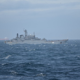 Imagen del buque ruso, LST 'Alexander Otrakovskiy'.