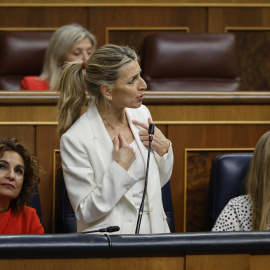 La vicepresidenta segunda y ministra de Trabajo y Economía Social, Yolanda Díaz interviene en el pleno del Congreso.