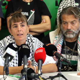 L'Ariadna Masmitjà en una roda de premsa quan va ser deportada per Israel a Catalunya després de participar a la Global Summud Flotilla. 08/10/2025