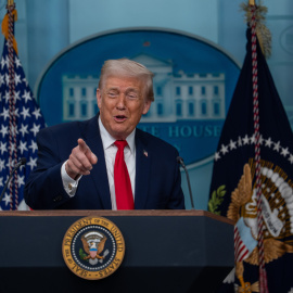 Donald Trump en una conferencia de prensa