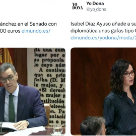 Publicaciones de los medios sobre Sánchez y Ayuso.