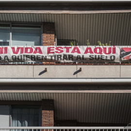 Pancarta a Barcelona que reivindica el dret a l'habitatge. 09/02/2026