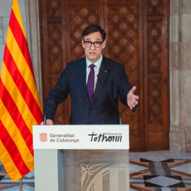 El president de la Generalitat, Salvador Illa, al Palau de la Generalitat després d'un mes de baixa mèdica, 16 de febrer de 2026.