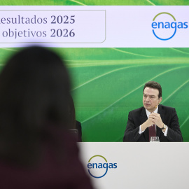 El consejero delegado de Enagás, Arturo Gonzalo, durante la presentación de resultados de 2025.
