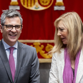 El ministro de la Presidencia, Relaciones con las Cortes y Justicia, Félix Bolaños y la presidenta del Tribunal Supremo y del Consejo General del Poder Judicial, María Isabel Perelló Doménech.