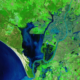 Imagen del satélite Sentinel-2 que muestra la inundación en Doñana, a 14 de febrero.