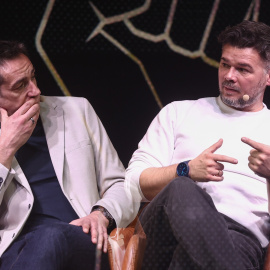 EEncuentro entre Rufián (ERC) y Emilio Delgado (Más Madrid) sobre el futuro de la izquierda alternativa.