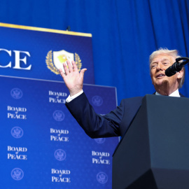 Donald Trump, este jueves, en la Junta de Paz.