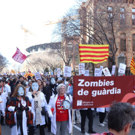 Una imatge de la rua reivindicativa que ha estat la manifestació dels metges d'aquest divendres per demanar millores laborals. 20/02/2026